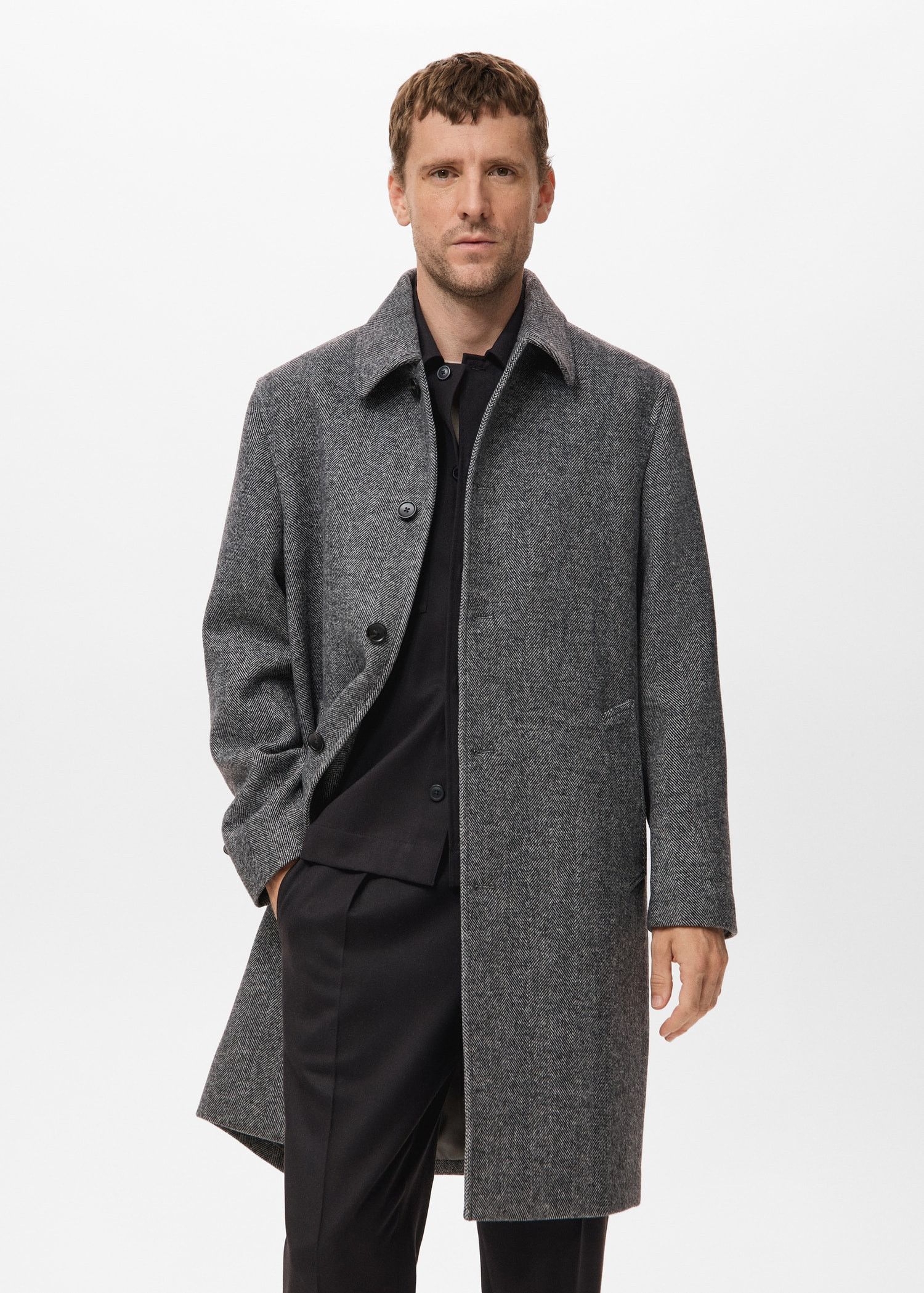 Burberry Vintage Burberry Herringbone Wool Long Coat Size US L / EU 52-54 / 3 - 16 Thumbnail