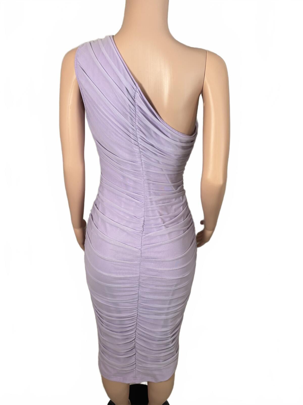 The Unbranded Brand One-Shoulder Ruched Midi Dress in Light Purple XL Size XL / US 12-14 / IT 48-50 - 6 Thumbnail