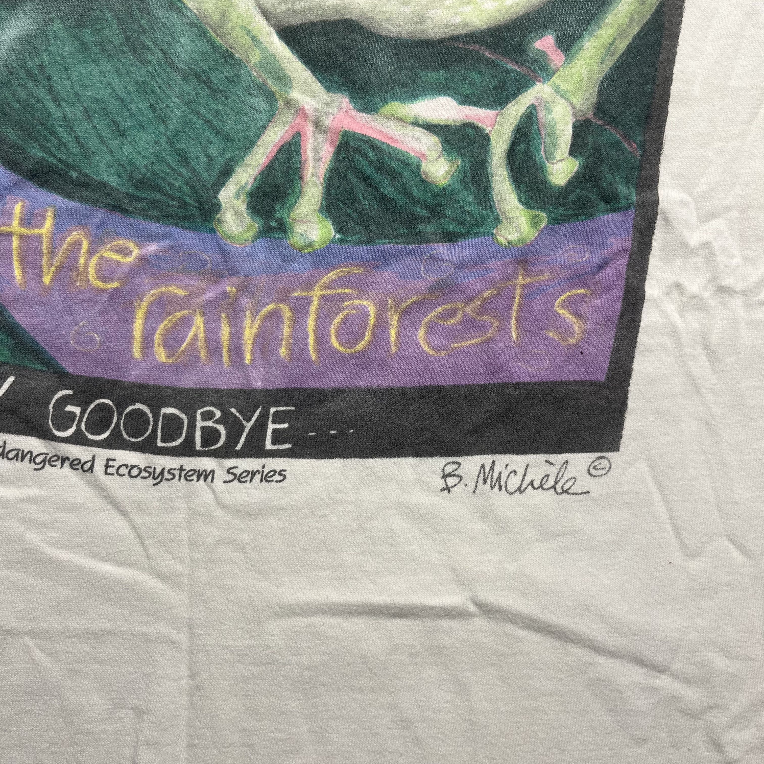 Vintage Vintage Frog Save The Rain Forest 1990s Art Shirt XL Size US XL / EU 56 / 4 - 4 Thumbnail