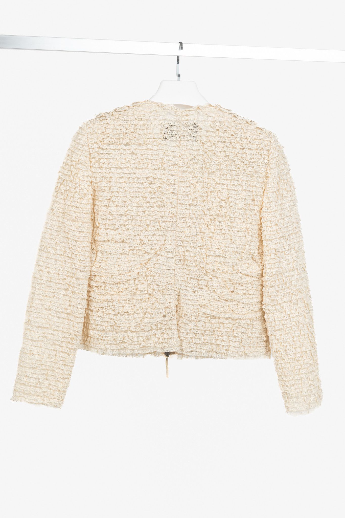 Valentino Valentino Cream Lace-Ruffle Zip Jacket Size M / US 6-8 / IT 42-44 - 2 Thumbnail