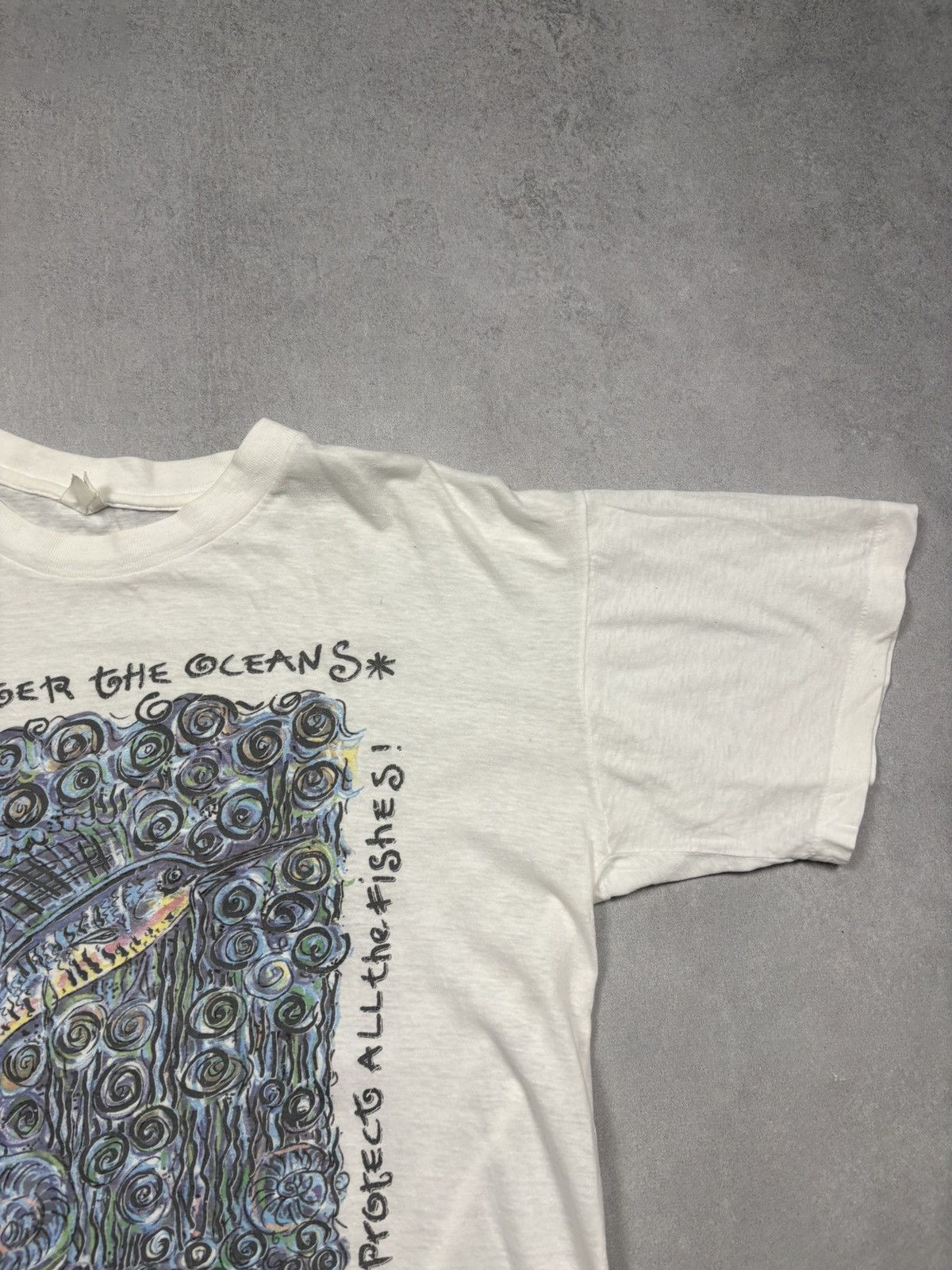Vintage Vintage 1991 Ocean Environmental Art T-Shirt Stop Polluting Size US XL / EU 56 / 4 - 2 Thumbnail