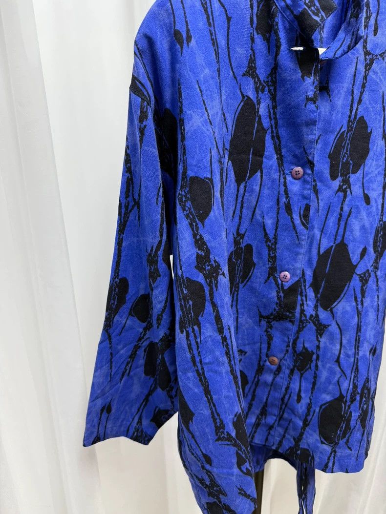 Issey Miyake Issey Miyake size:9 Blue tie-dyed printed irregular hem ca Size XXS / US 00 / IT 34 - 2 Thumbnail