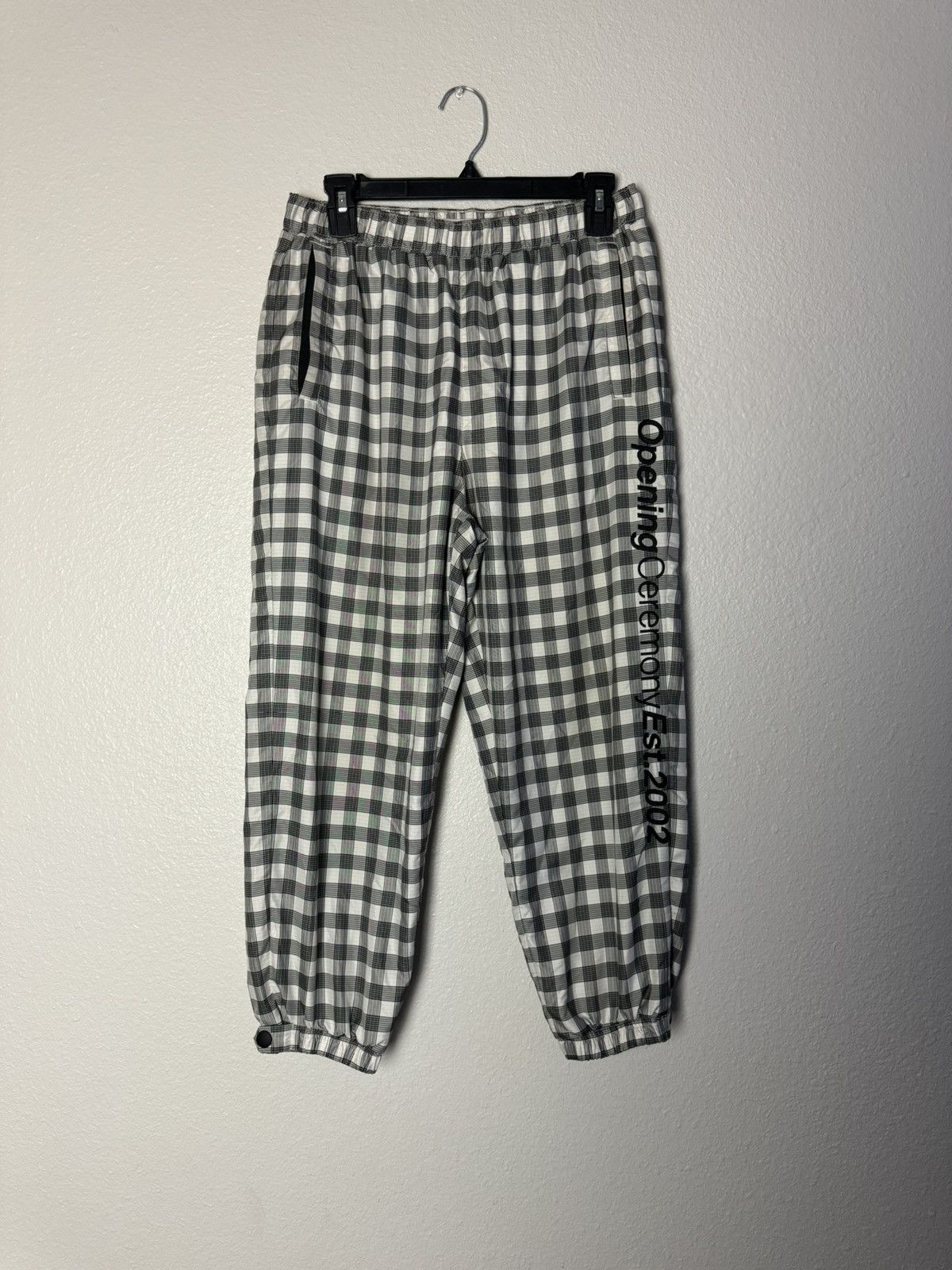 Opening Ceremony OPENING CEREMONY Women's Black Multi Plaid Nylon Jog Pants Size US 33 - 1 Thumbnail