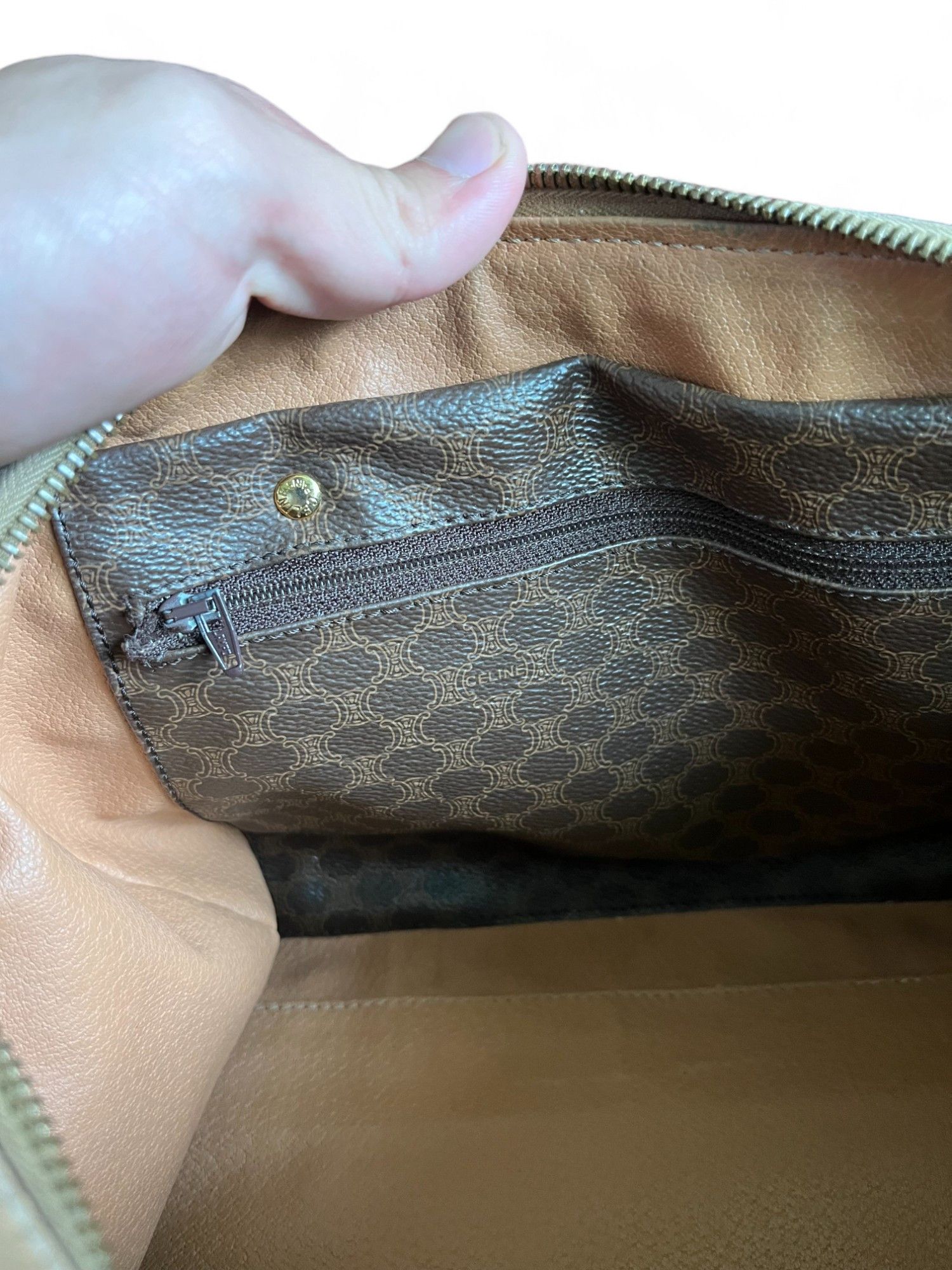 Celine Celine - Mini Boston Handbag Brown Beige Leather Monogram Size ONE SIZE - 9 Thumbnail