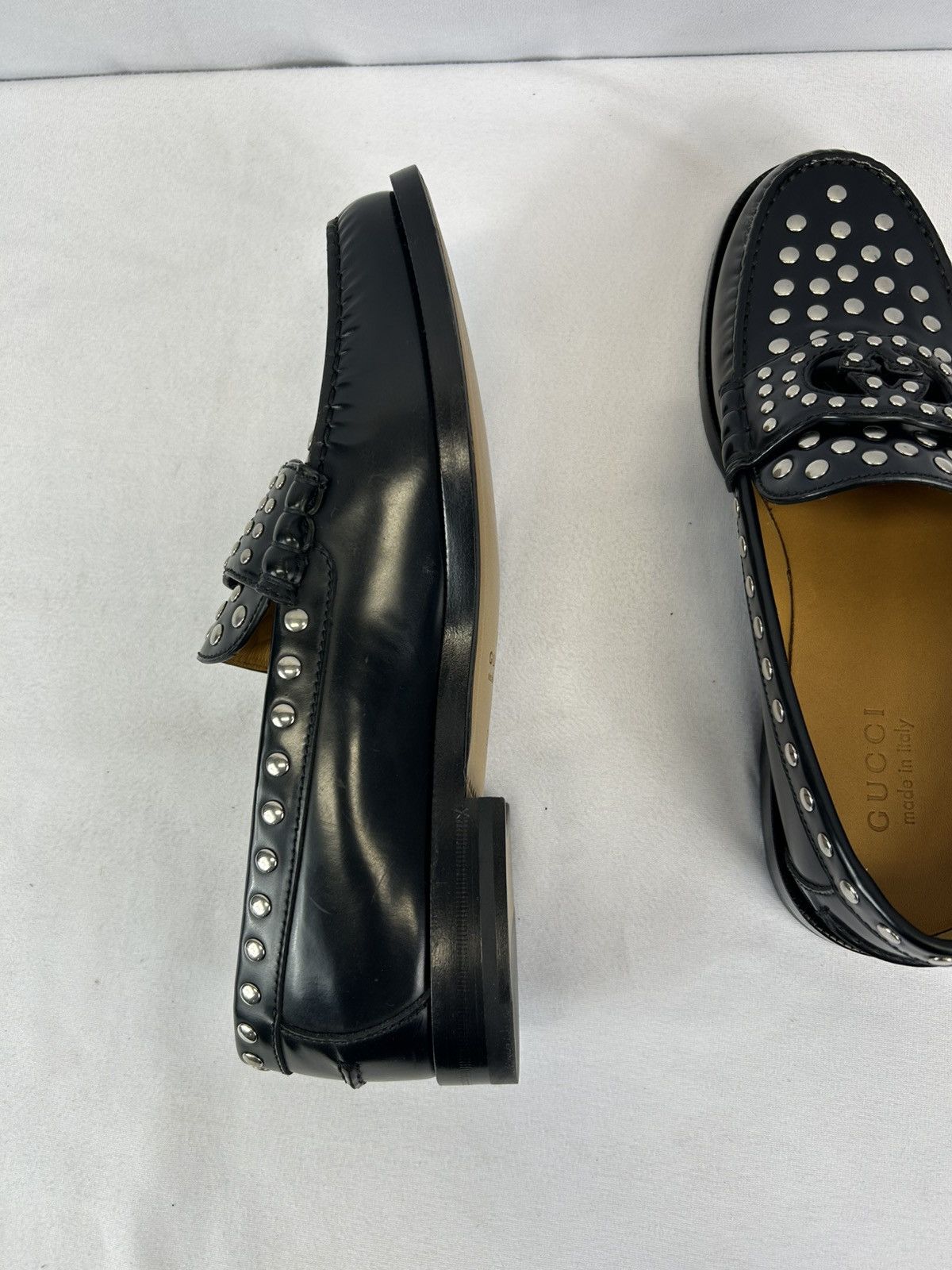 Gucci GUCCI Studded Interlocking G Leather Loafers Size US 10.5 / EU 43-44 - 8 Thumbnail