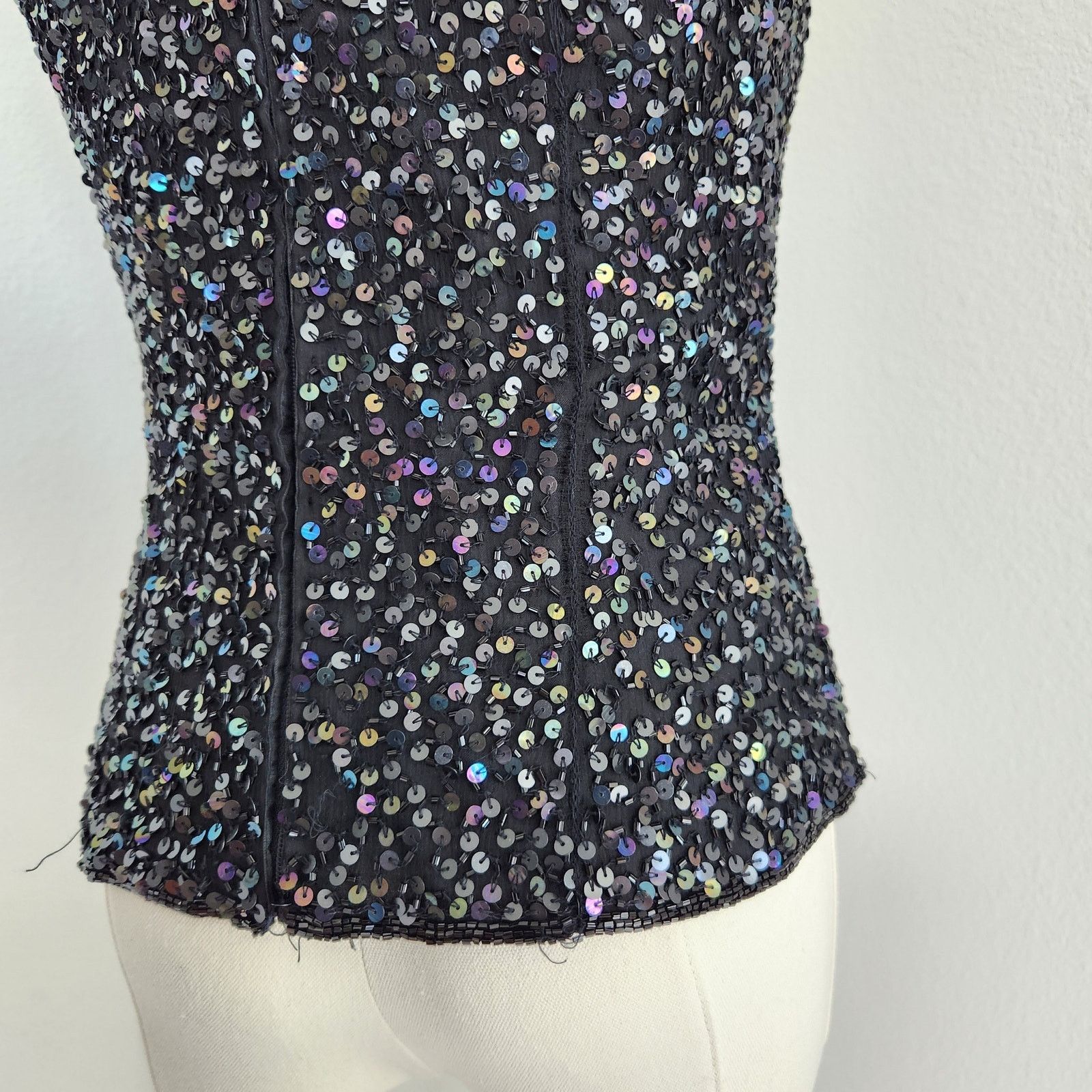 Vintage Vintage Black Iridescant Sequin Silk Embroidered Blouse S Size S / US 4 / IT 40 - 12 Thumbnail