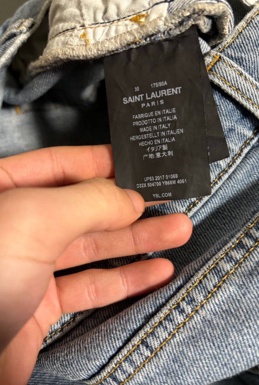 Saint Laurent Paris Saint Laurent SLP 2018SS Light Blue Slashed Washed Jeans Size US 30 / EU 46 - 4 Thumbnail