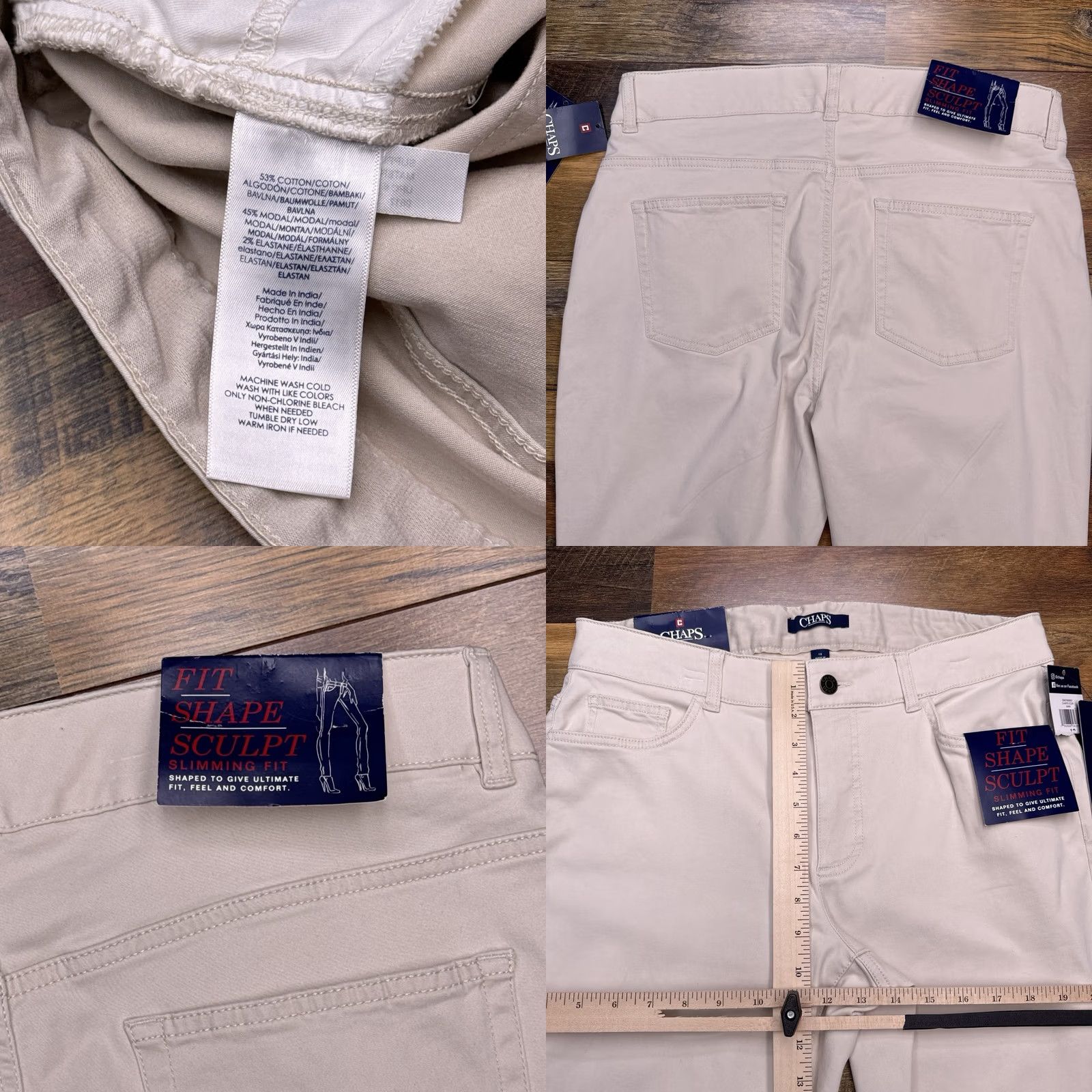 Chaps Chaps Jegging Womens 12 Khaki Mid Rise Stretch Logo Zip 5-Pocket City Slim Machine Washable Brown Cotton Blend Sateen Inseam 29 New Size 34" / US 12 / IT 48 - 8 Thumbnail