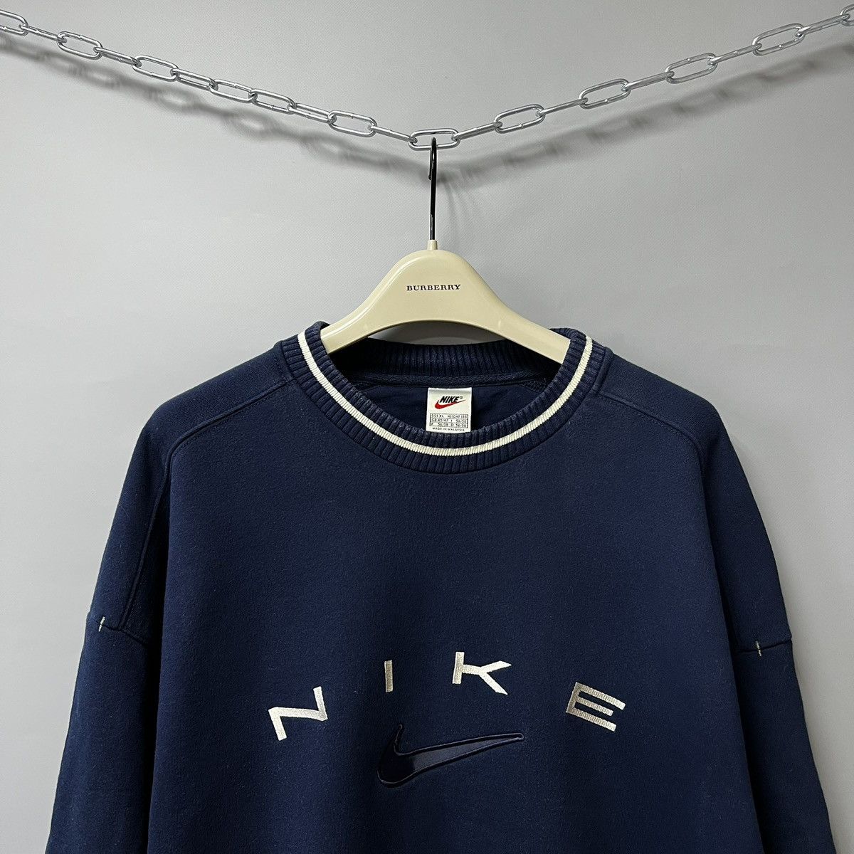 Nike Vintage 90s Nike Sweatshirt Big Logo Y2K Navy Size US XL / EU 56 / 4 - 2 Thumbnail