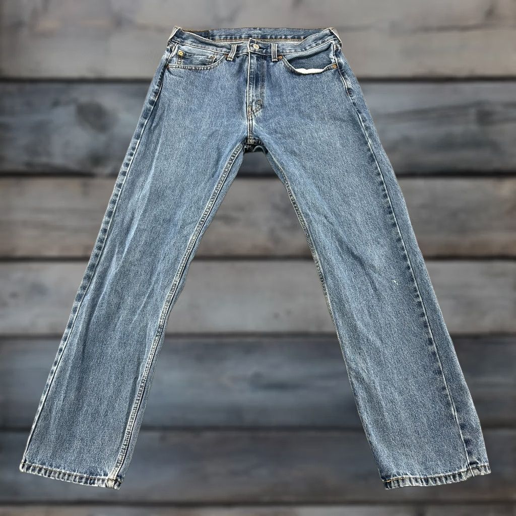 Levi's Levi's 505 Jeans Regular Fit Straight Blue Medium Wash Distressed 34x32 Mens Denim Cotton 100% Machine Washable Belt Loops 5-Pocket Size US 34 / EU 50 - 1 Thumbnail