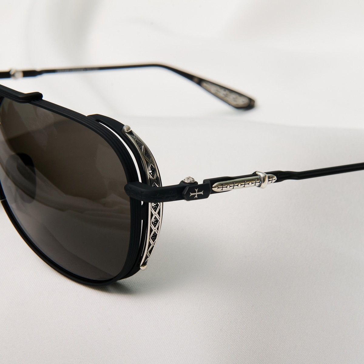 Chrome Hearts CHROME HEARTS BOXEDEN MATTE BLACK/ SHINY SILVER SUNGLASSES Size ONE SIZE - 3 Thumbnail