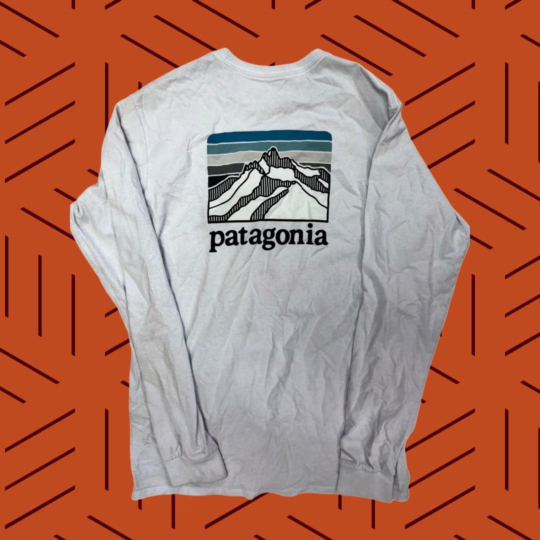 Patagonia Patagonia Responsibili-Tee T-Shirt Mens Small S Light Blue Gray Eco Long Sleeve Crest Logo Graphic Print Mountain 90s? Size US S / EU 44-46 / 1 - 1 Thumbnail