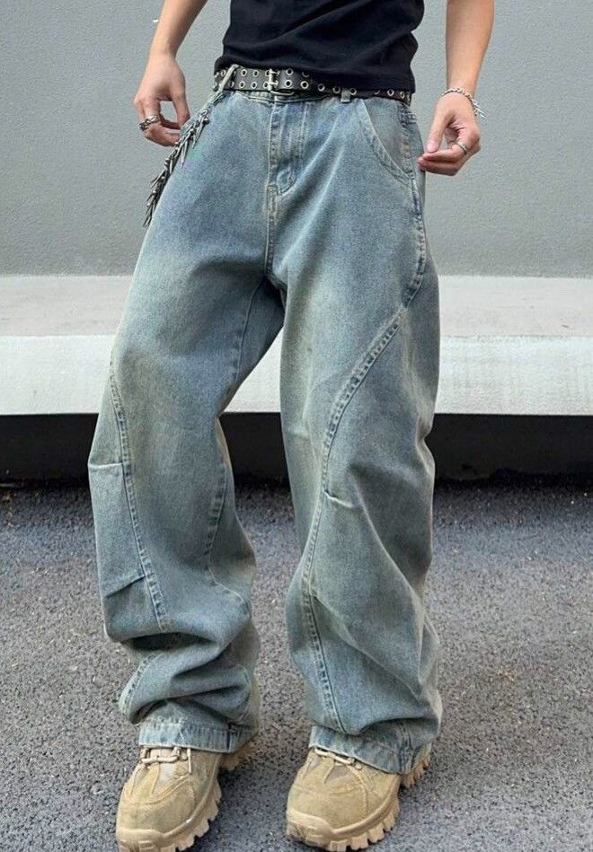 Japanese Brand Wide Leg Jeans Futuristic Size US 31 - 1 Thumbnail