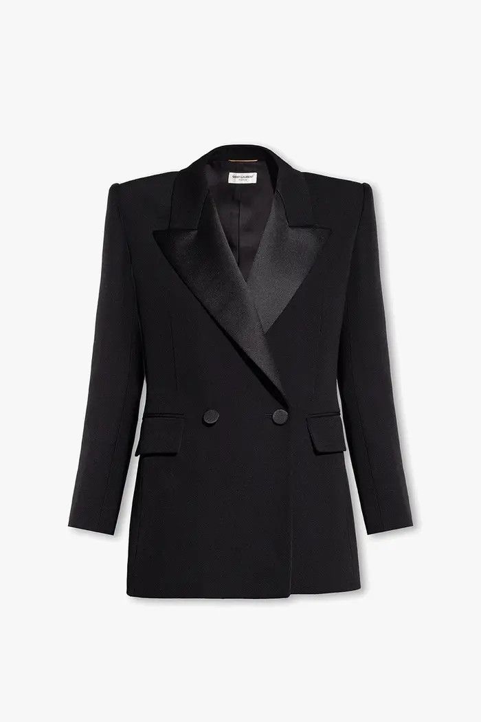 Saint Laurent Paris o1bcso1str0325 Double Breasted Tuxedo Jacket in Black Size L / US 10 / IT 46 - 1 Thumbnail