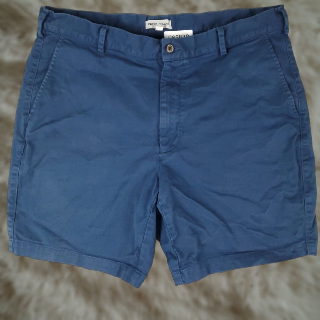 Peter Millar Peter Millar Shorts Mens Size 35 Blue Flat Front Chino Casual Golf FADED Size US 35 - 1 Thumbnail