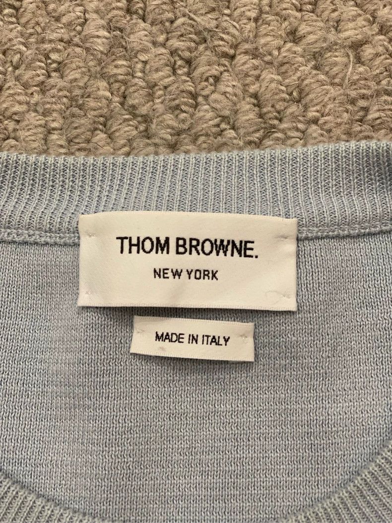 Thom Browne Thom Browne Size 1Sky Blue Classic Four Stripe Knit Pullove Size US S / EU 44-46 / 1 - 6 Thumbnail