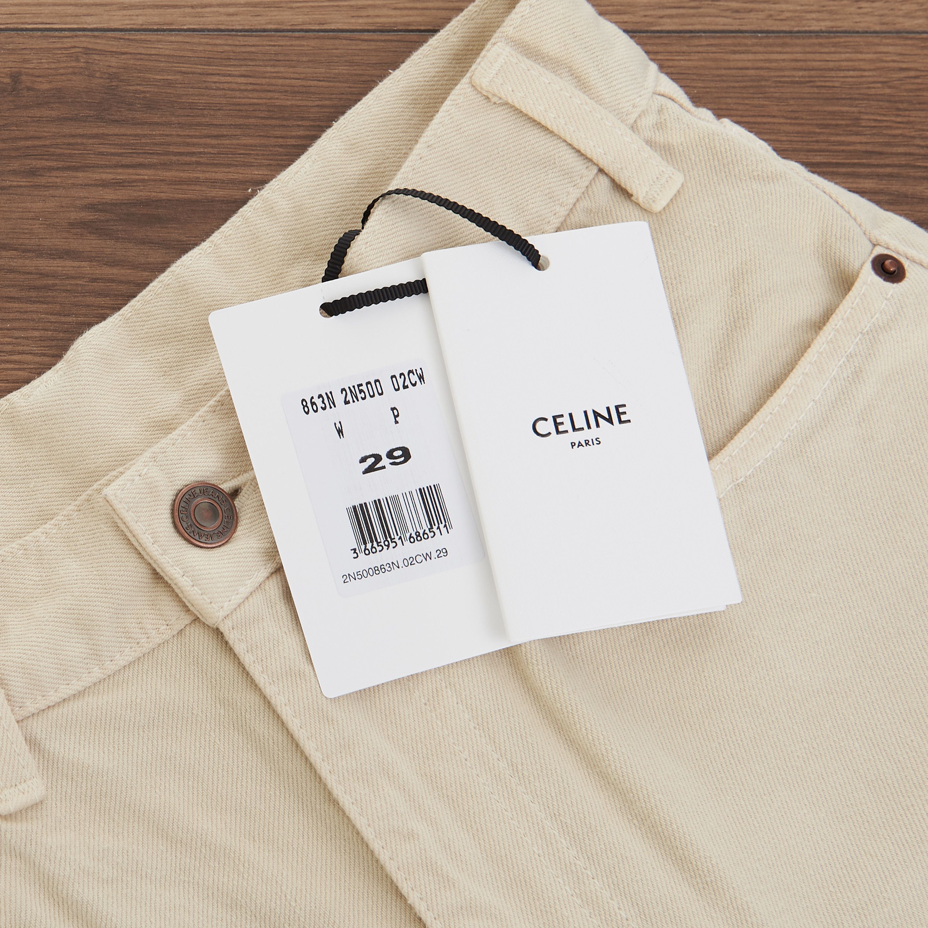 Celine High Waisted Margaret Jeans In Cream Wash Cotton Size 32" / US 10 / IT 46 - 9 Thumbnail