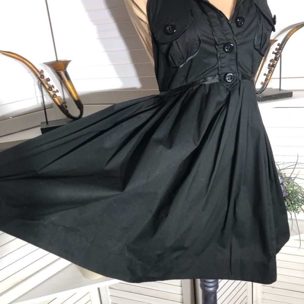 Bebe NWOT Bebe Halter Mini Dress Swing Backless Cotton Black sz M Size L / US 10 / IT 46 - 8 Thumbnail