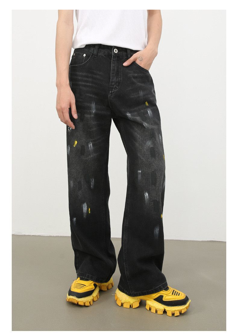 Japanese Brand Japanese retro men's loose straight leg splatter paint jeans Size US 32 / EU 48 - 2 Thumbnail