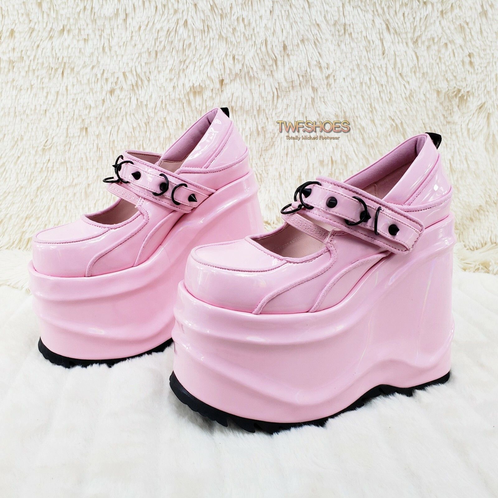 Other DEMONIA Wave 48- 6" Platform Pink Patent Goth Punk Mary Jane Size US 9 / IT 39 - 7 Thumbnail