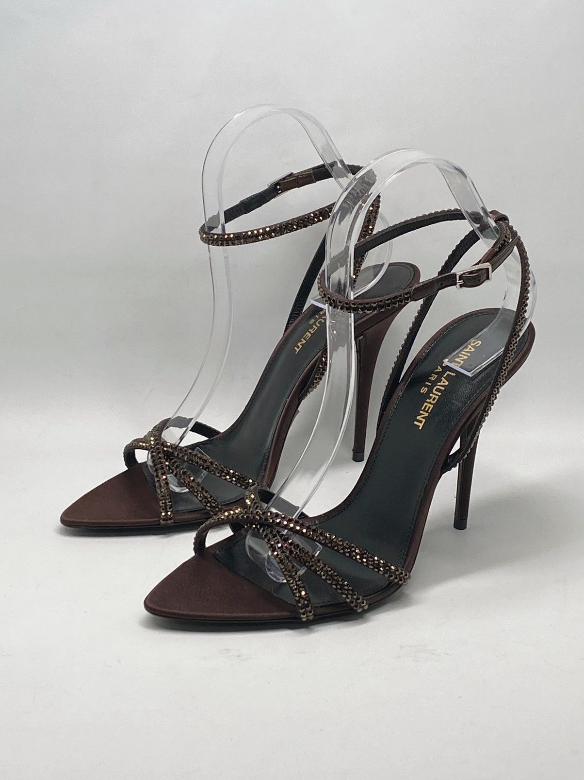 Yves Saint Laurent Saint Laurent Ava Sandals Satin with Rhinestones size 37.5 Size US 7.5 / IT 37.5 - 5 Thumbnail