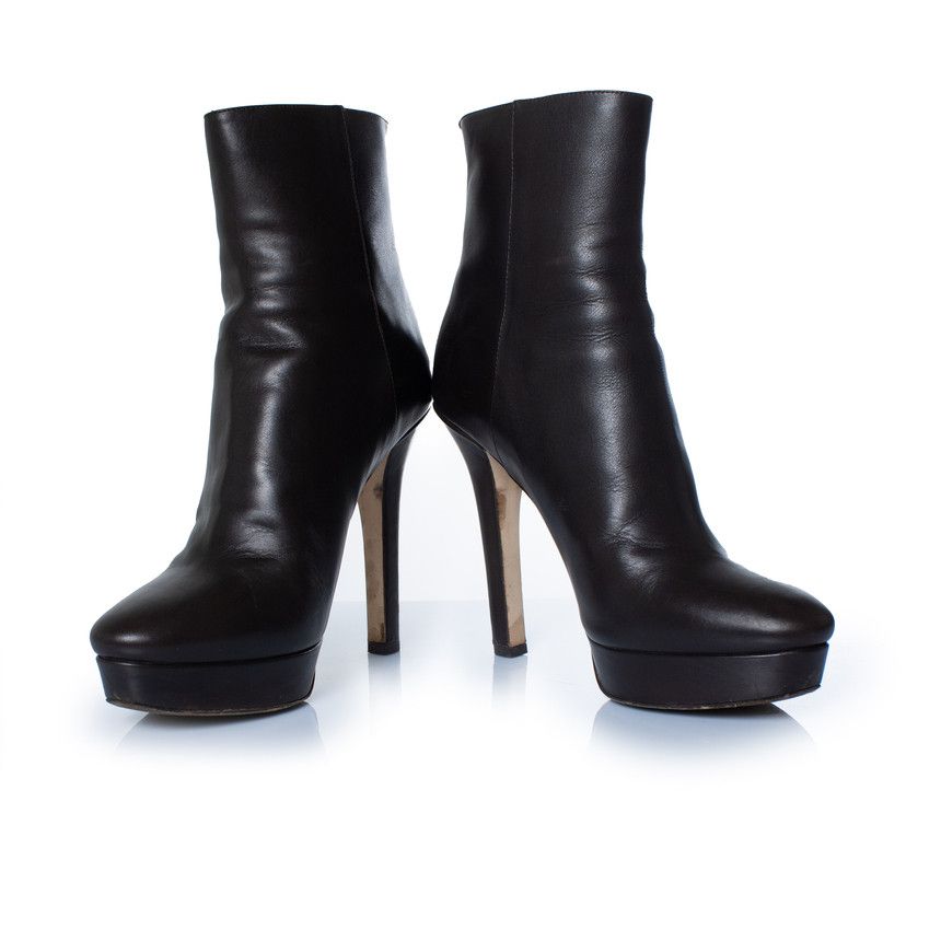 Jimmy Choo Jimmy Choo, dark brown leather platform boots Size US 9.5 / IT 39.5 - 3 Thumbnail
