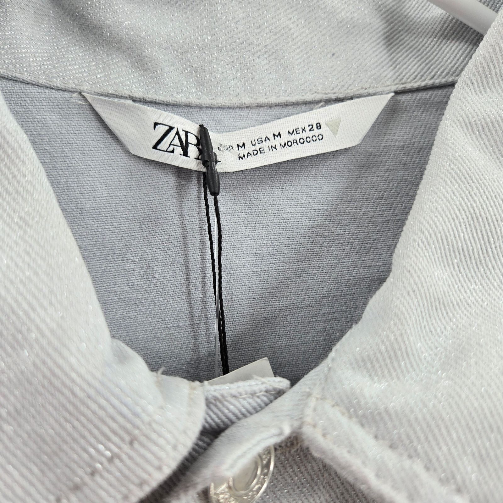 Zara NWT Zara Collared Denim Metallic Blue/Silver Romper Size M Size 30" / US 8 / IT 44 - 3 Thumbnail
