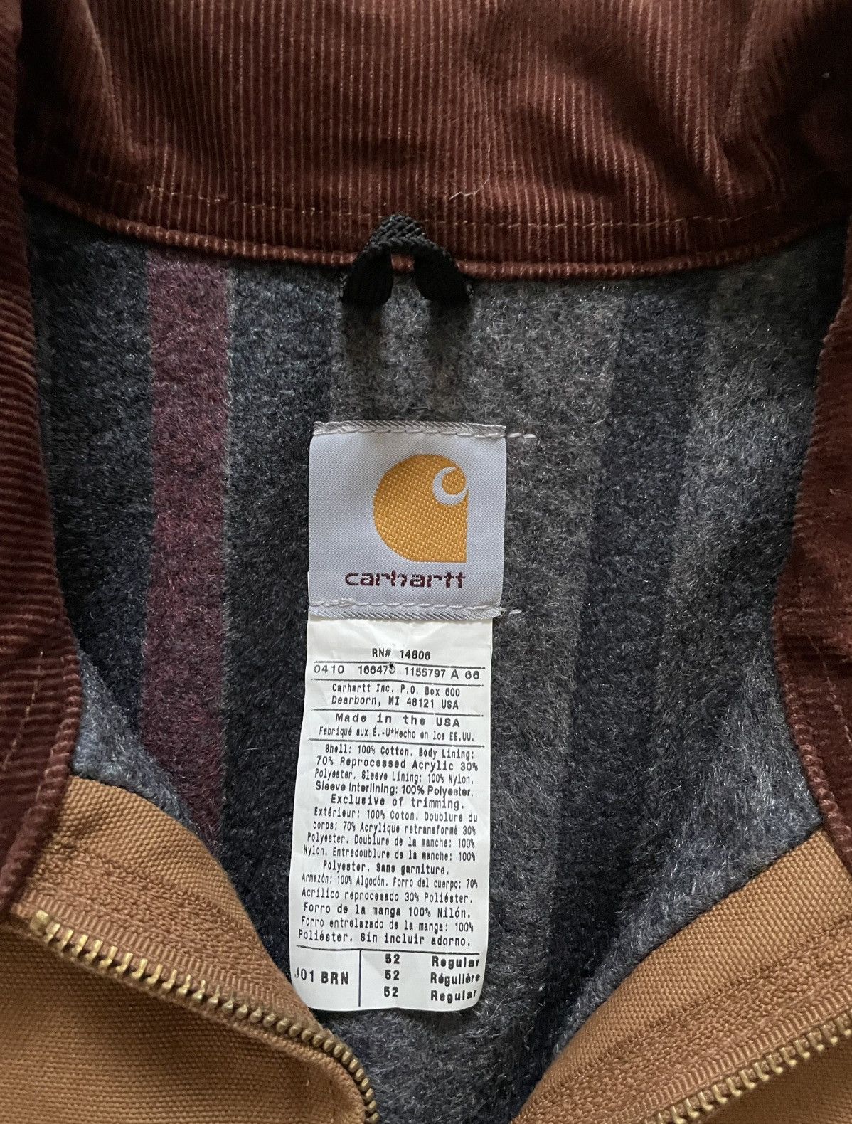 Carhartt VTG Y2K Carhartt J01 Brown Detroit Blanket Lined Sz 52USA Size US XXL / EU 58 / 5 - 4 Thumbnail