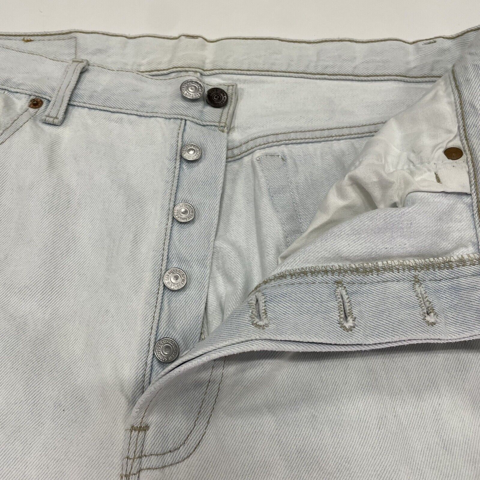Levi's VTG 90’s Levi’s 501 White Straight Denim Blue Jeans 34x28 Size US 34 / EU 50 - 10 Thumbnail
