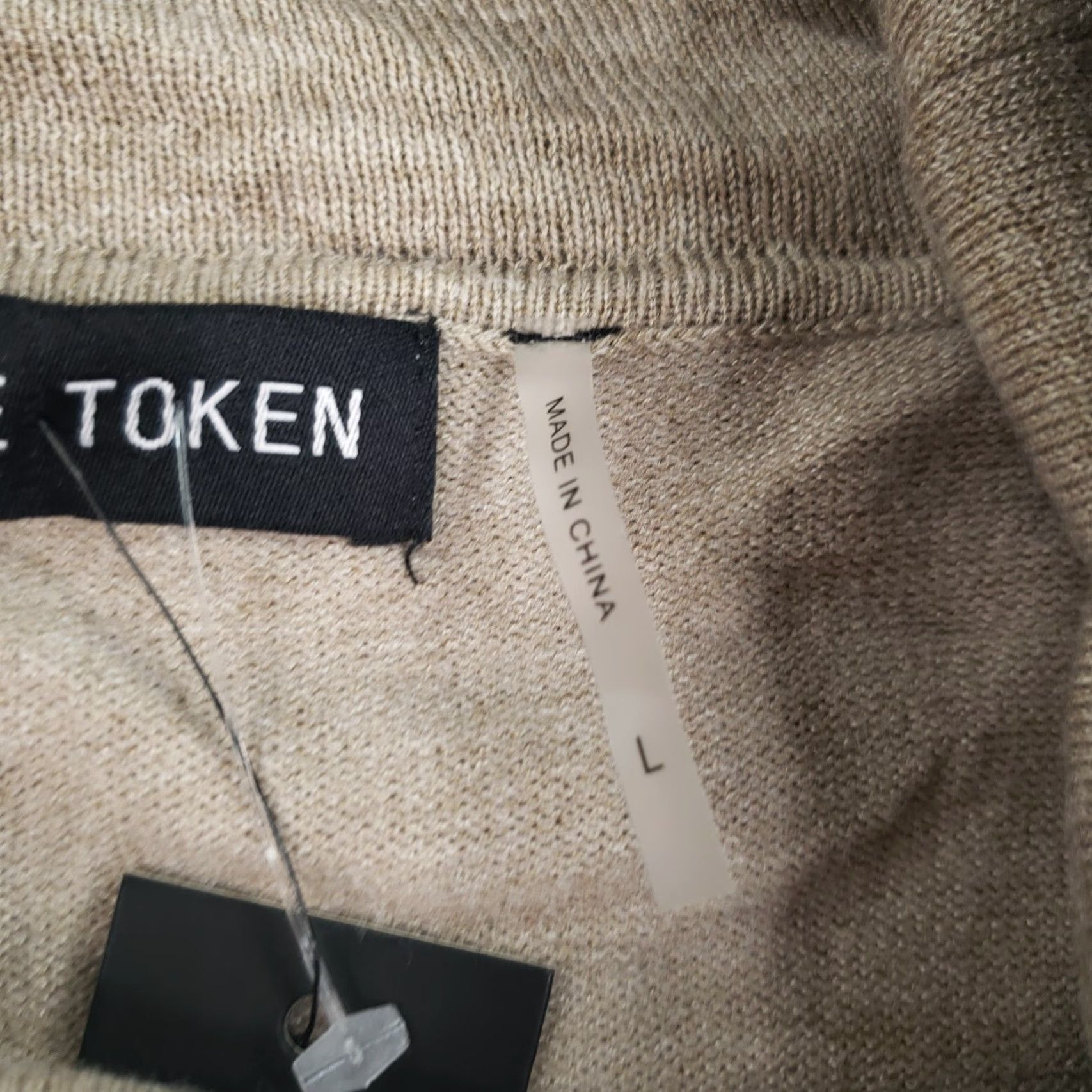 Vintage Love Token Sweater Womens Large Beige Brown Pullover Turtleneck Knit Two Tone Size L / US 10 / IT 46 - 6 Thumbnail