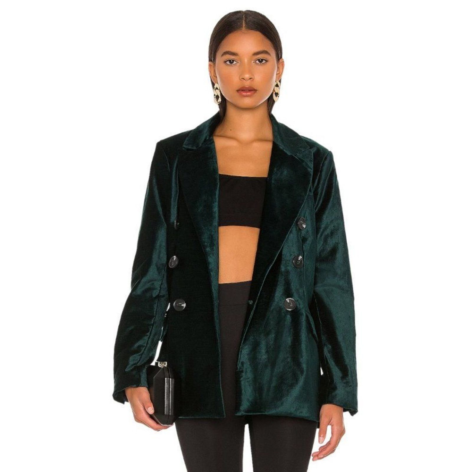 Free People Free People Velvet Ashby Double Breasted Blazer Jade Small Size S / US 4 / IT 40 - 1 Thumbnail