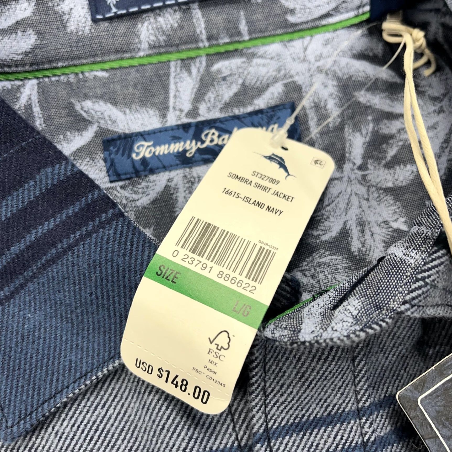 Tommy Bahama Tommy Bahama Sombra Shirt Jacket Jacket Mens L Blue Palms Flannel NWT Indigo Striped Bomber Cotton Lining Button Front Pocket Casual Travel Size US L / EU 52-54 / 3 - 3 Thumbnail