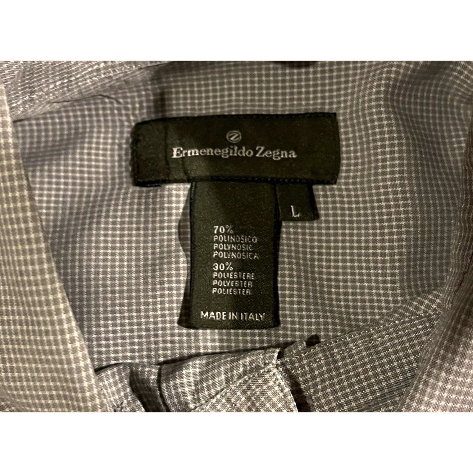 Ermenegildo Zegna VINTAGE Ermenegildo Zegna Shirt Men’s Large Gray Check Button-Up Casual Knit Pocketed 44” Chest Regular Fit Mens Size US L / EU 52-54 / 3 - 5 Thumbnail