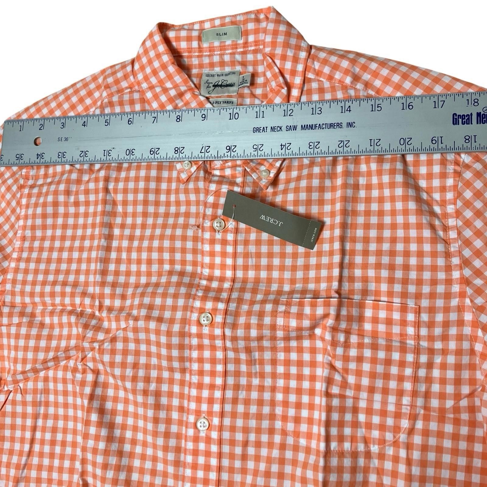 J.Crew J Crew Shirt Mens L Orange Plaid Button Down Pumpkin BJ745 Size US L / EU 52-54 / 3 - 6 Thumbnail