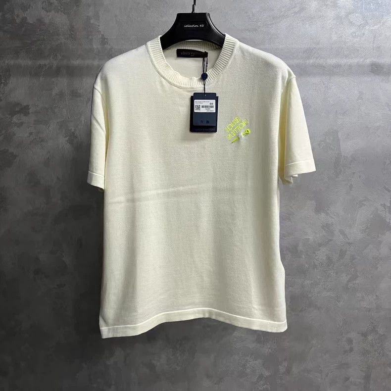 Louis Vuitton White Embroidered Short Sleeve T-shirt-yf