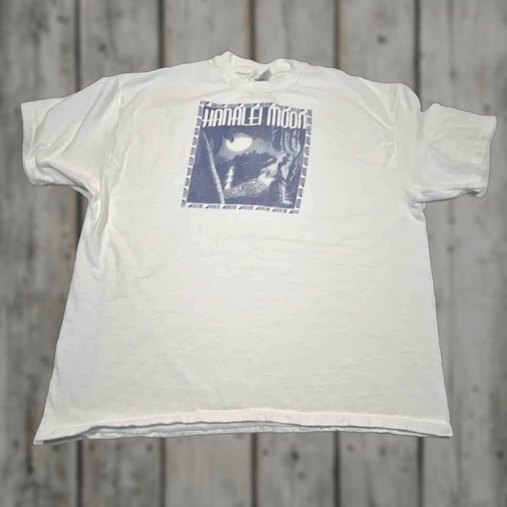Hanes VINTAGE Hanalei Moon Hanes T Shirt Men 2XL White Blue Sunset Hula Graphic Tee Short Sleeve Unisex 1990s Sportswear/Beach Size US XXL / EU 58 / 5 - 1 Thumbnail