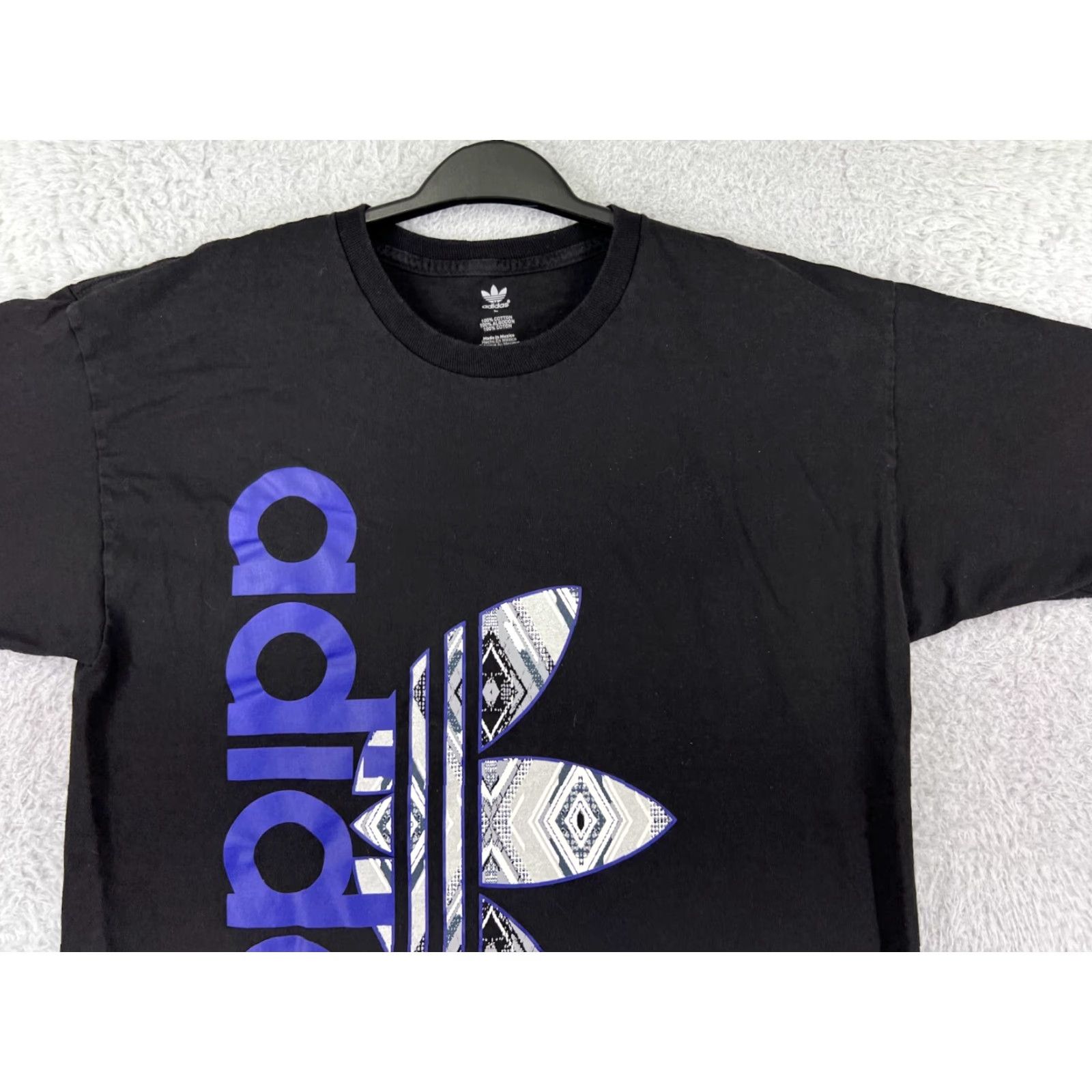 Adidas VINTAGE Adidas Shirt Mens L Black Aztec Pattern Trefoil 100% Cotton Size US L / EU 52-54 / 3 - 5 Thumbnail