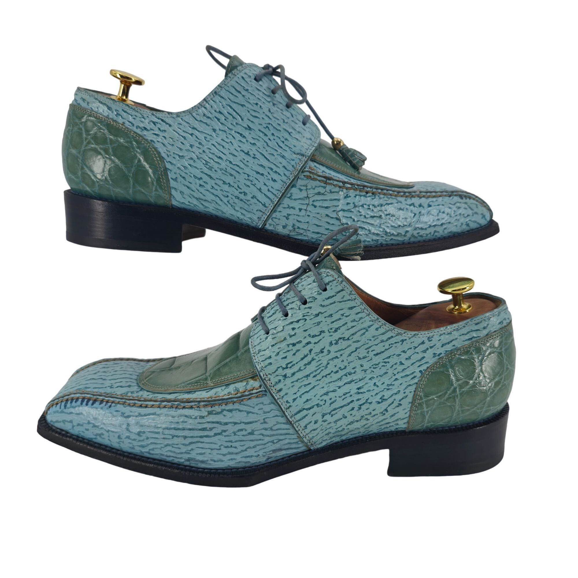 Mauri Vintage Mauri Alligator Sharkskin Italy Mens 10M Light Blue Size US 10 / EU 43 - 7 Thumbnail