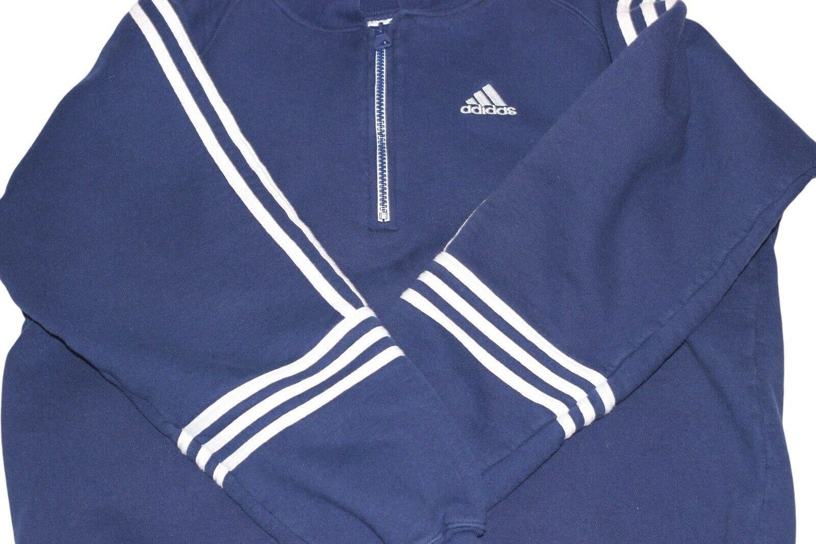 Adidas Vintage 90s Adidas Blue White Striped Arm 1/4 Zip Jacket L Size US L / EU 52-54 / 3 - 3 Thumbnail