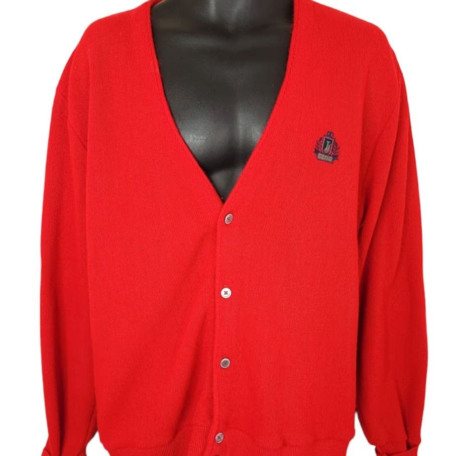 Izod VINTAGE Izod Cardigan Sweater Mens Size Large Red 90s Made In USA Size US L / EU 52-54 / 3 - 2 Thumbnail