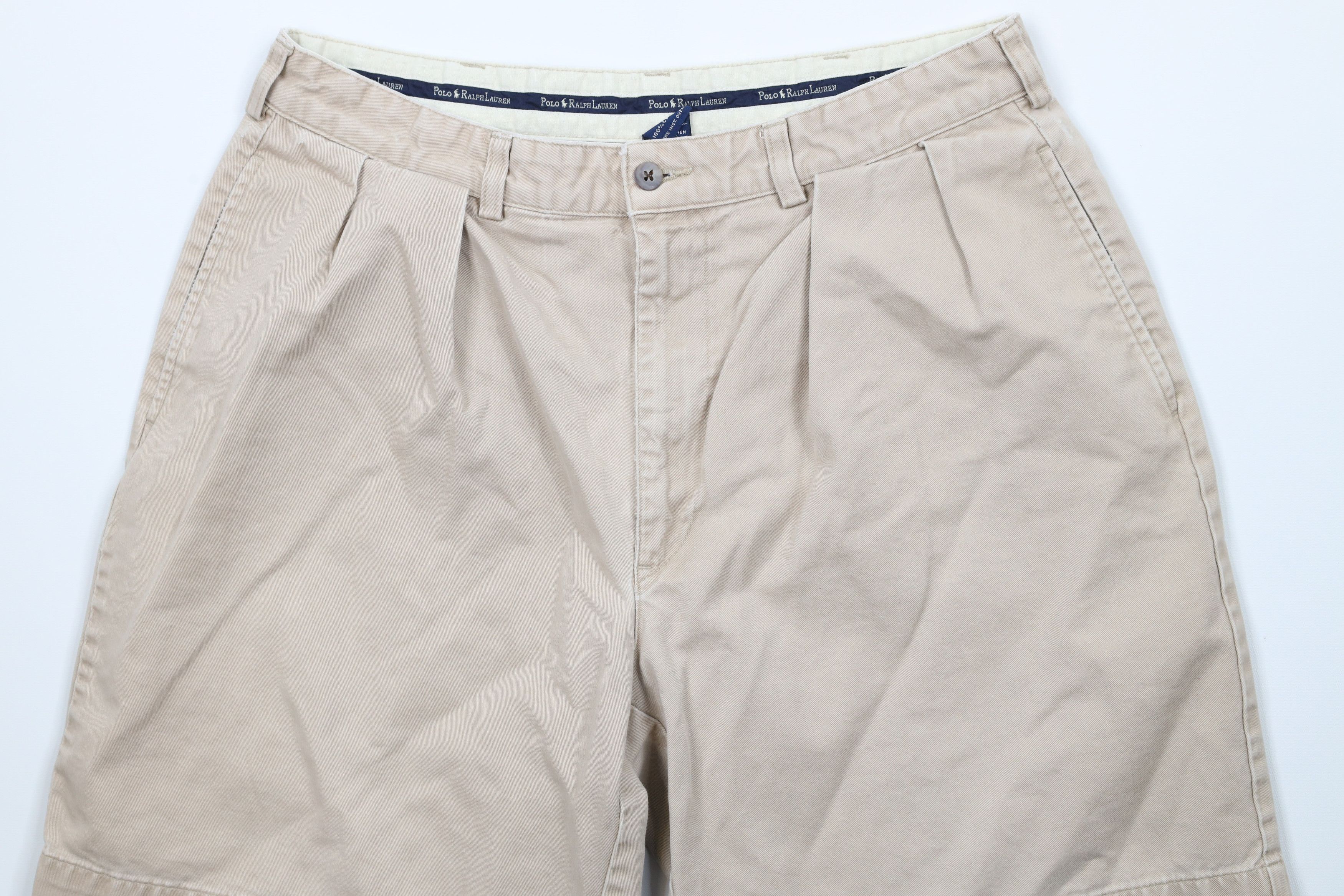 Ralph Lauren × Vintage Vintage 90s Ralph Lauren Above Knee Chino Shorts Beige Size US 32 / EU 48 - 3 Thumbnail