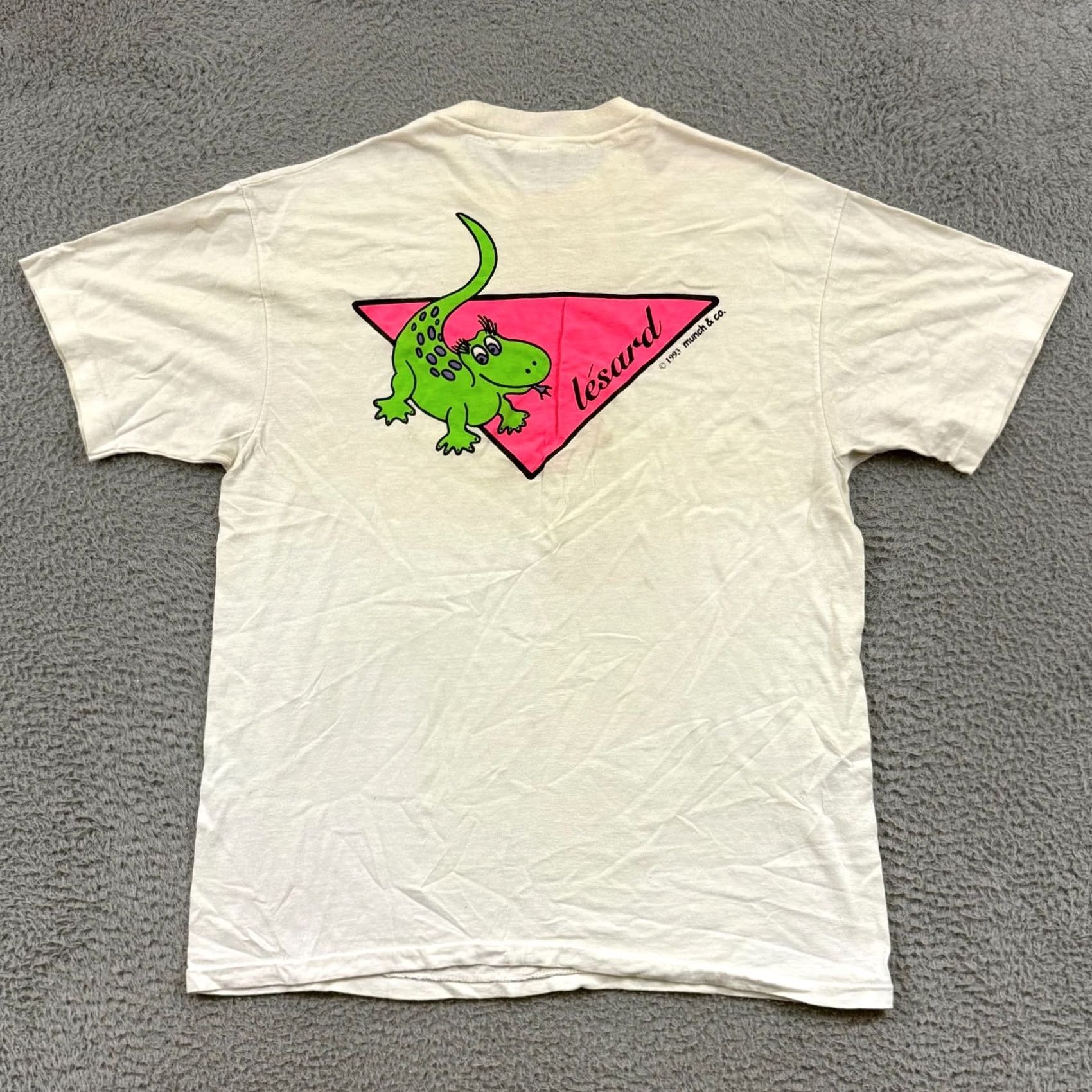 Hanes VINTAGE Lesard T-Shirt Adult Large White Crew Neck Short Sleeve 90s Dinosaur USA Men Mens Shirts Logo Graphic Print Hanes 90s USA White Large Size US L / EU 52-54 / 3 - 2 Thumbnail