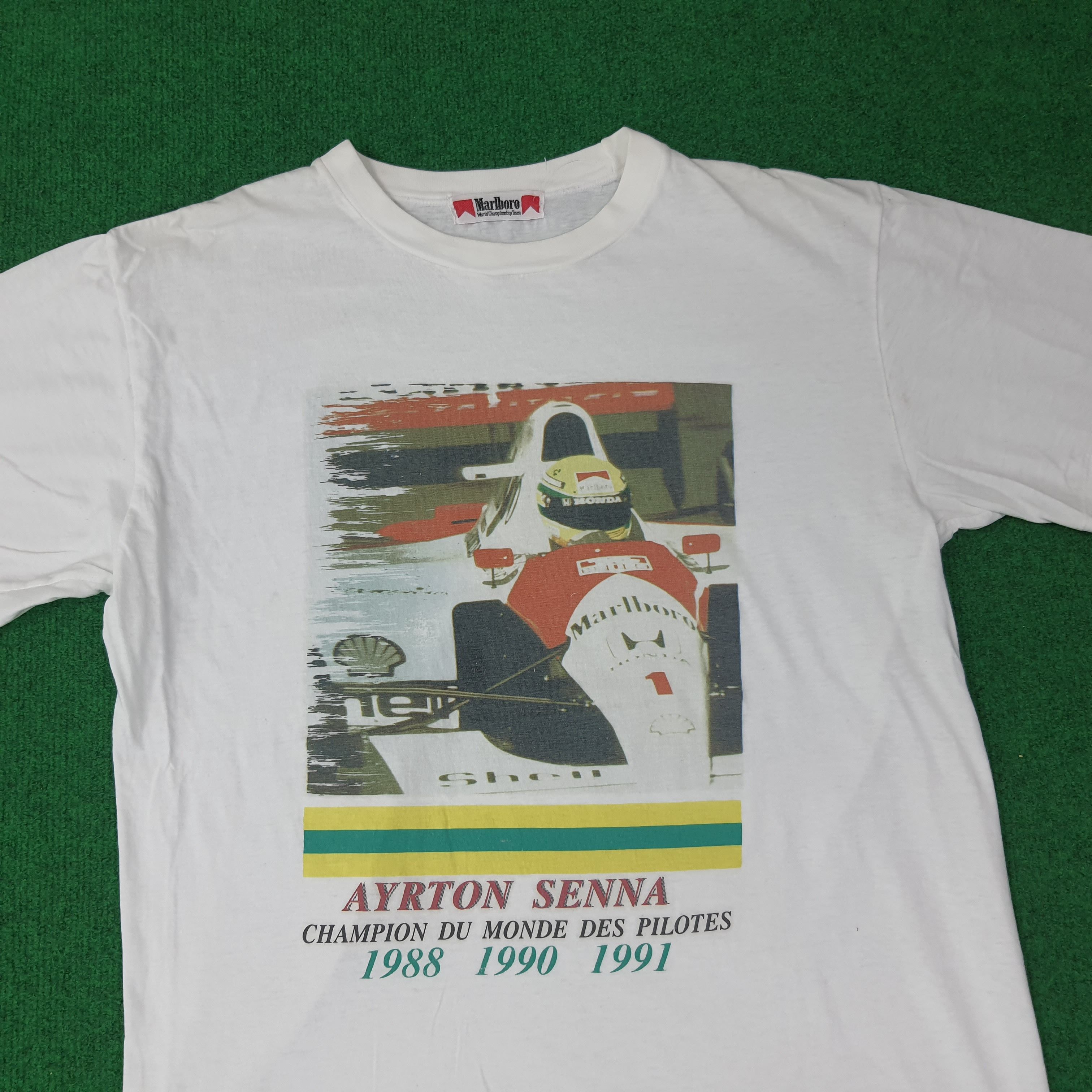 Marlboro Vintage 90s Marlboro Formula 1 Ayrton Senna Tshirt C259N44 Size US M / EU 48-50 / 2 - 2 Thumbnail