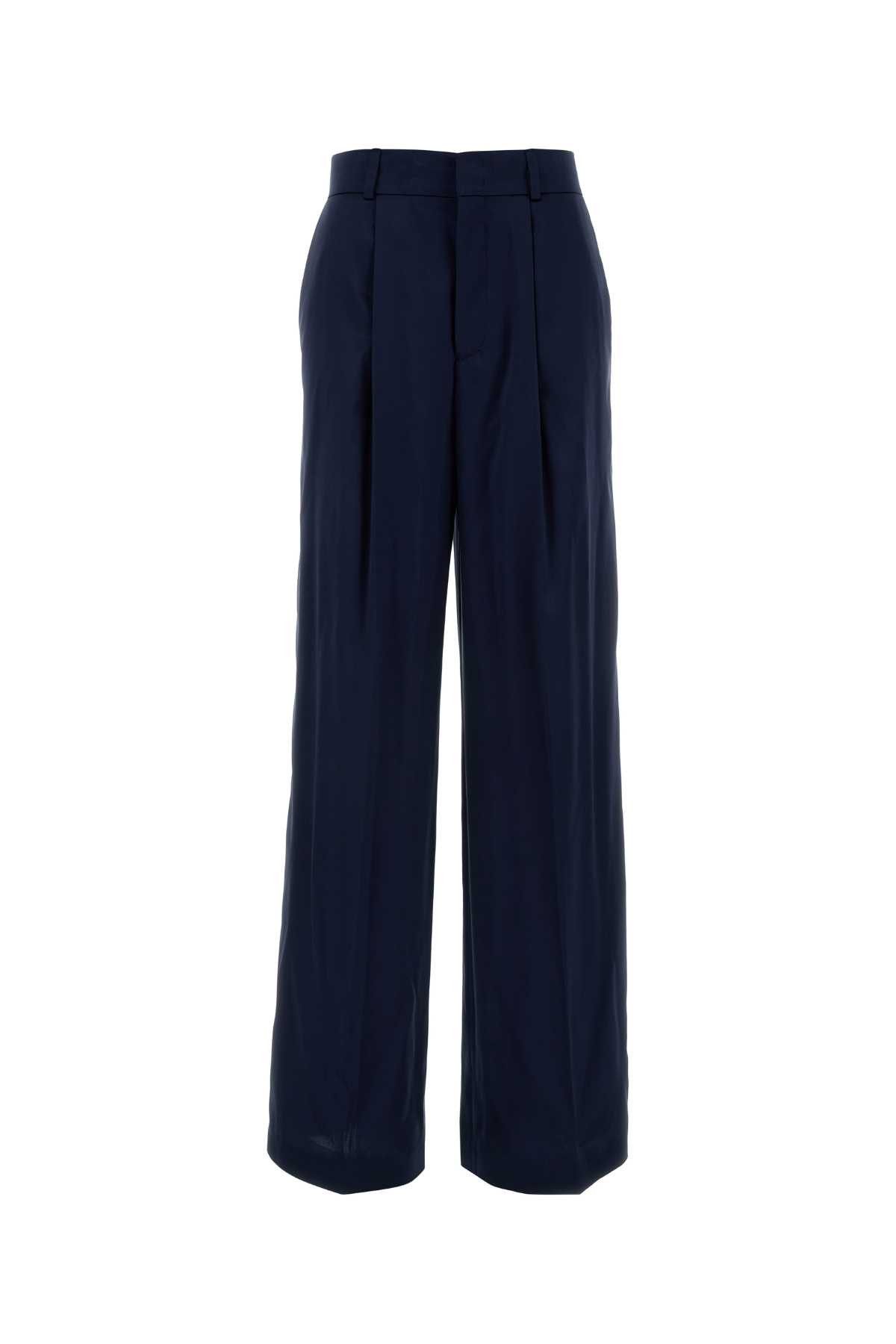 Alberta Ferretti Navy Blue Satin Wide-Leg Pant Size 28" / US 6 / IT 42 - 1 Thumbnail
