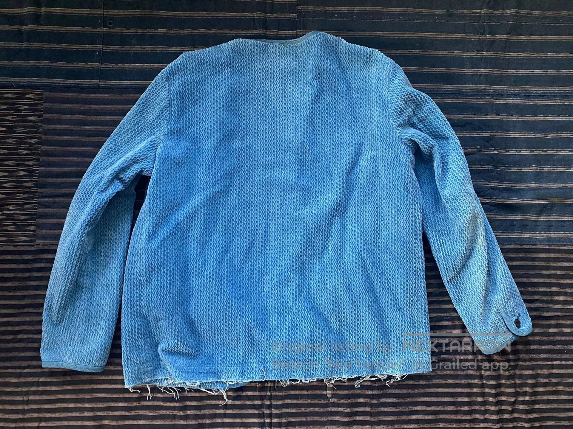 KUON blue indigo collarless jacket. Size US L / EU 52-54 / 3 - 4 Thumbnail