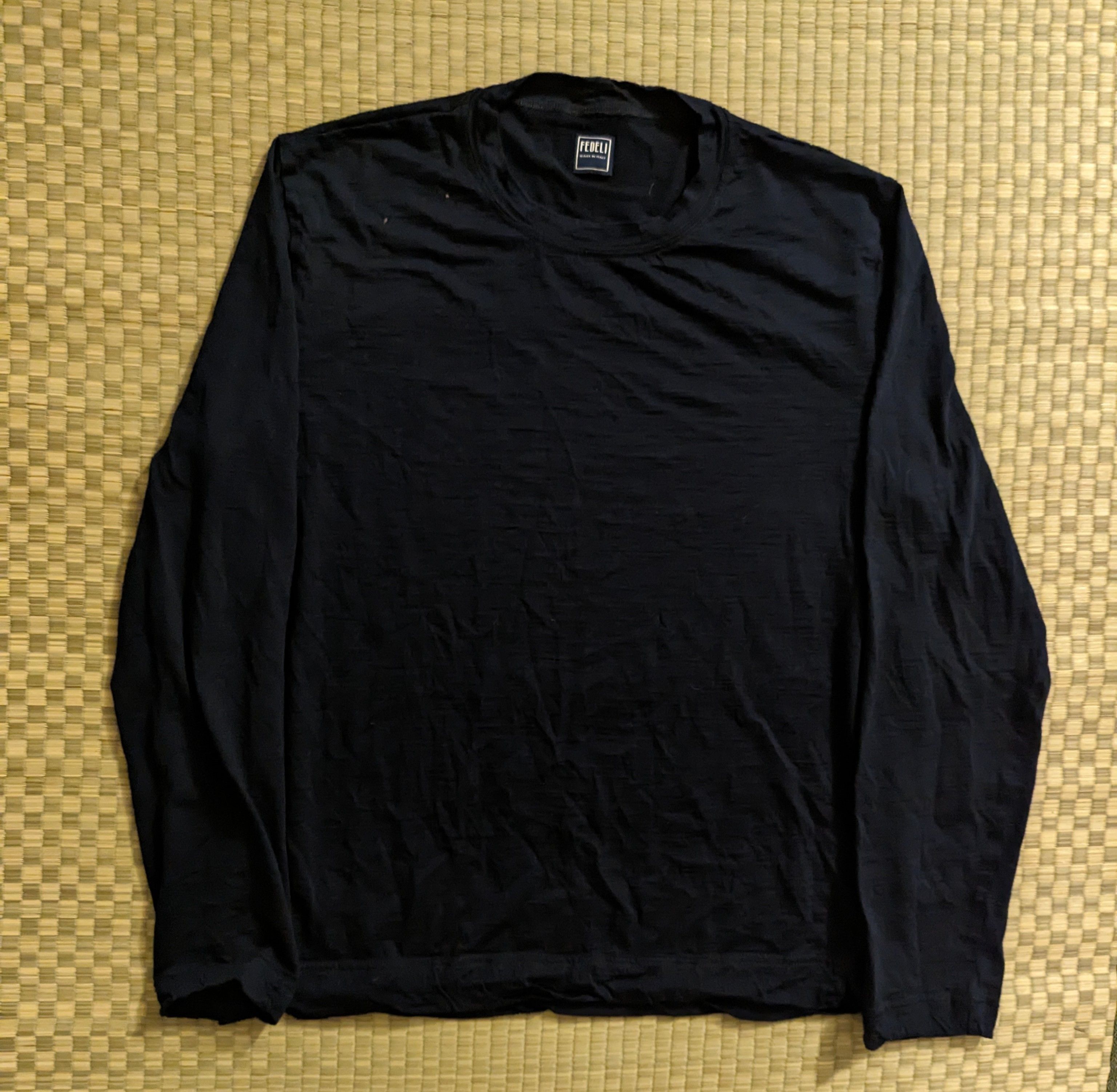 image of Fedeli Extreme T-Shirt In 100% Wool Jersey Made In Italy in Navy, Men's (Size Medium)