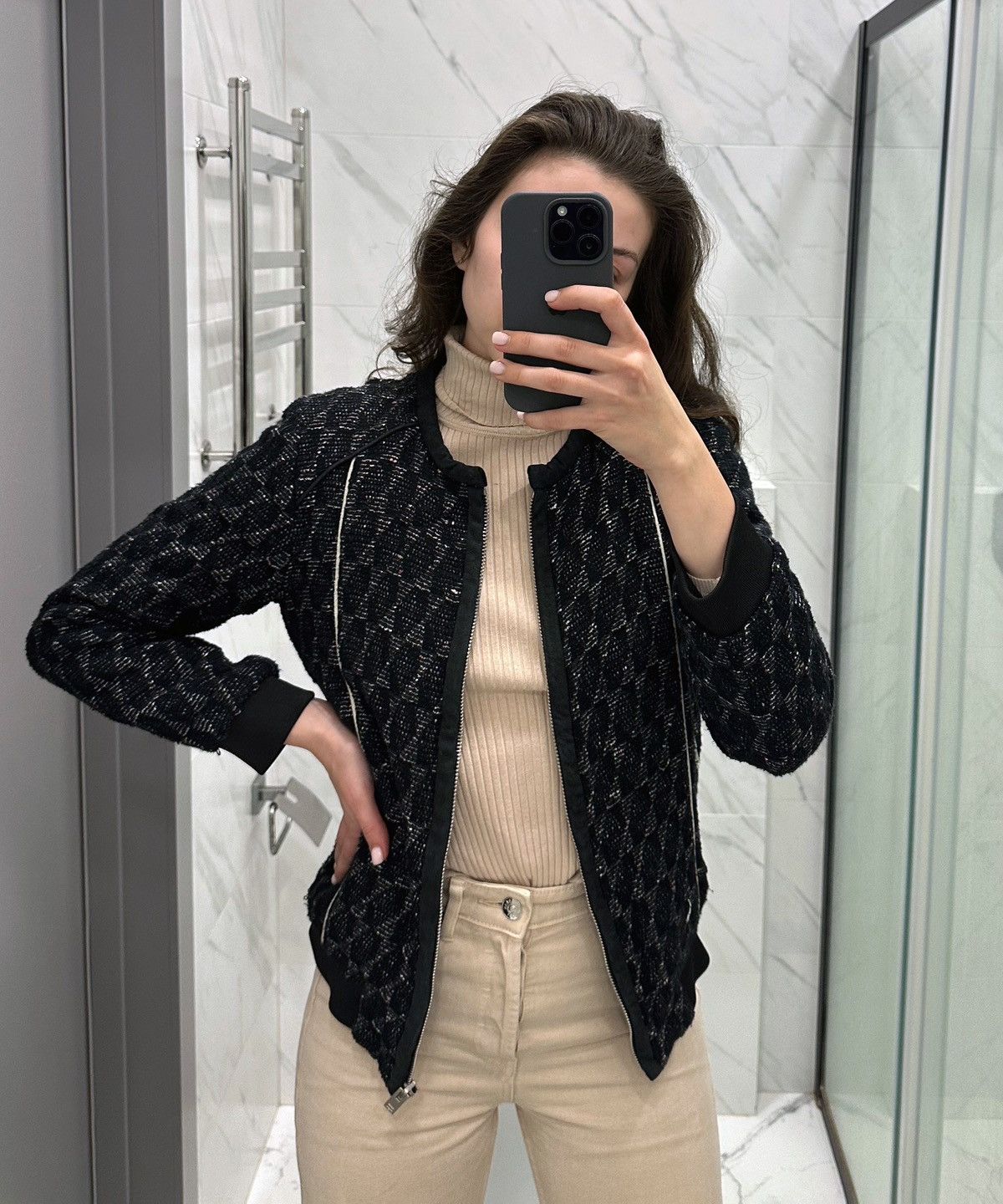 Iro IRO Bomber Jacket Blazer Multicolor Cotton Zip Pockets Size XS / US 0-2 / IT 36-38 - 2 Thumbnail