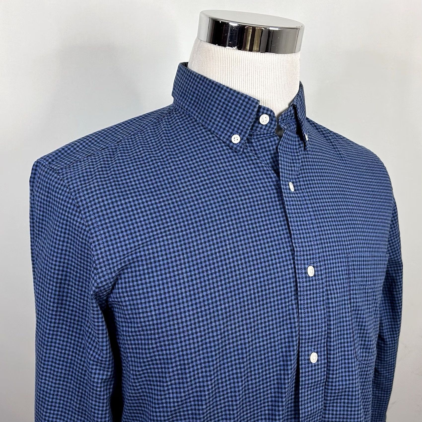 Vintage Peter Manning Small Casual Button Down Shirt Blue Plaid 100% Cotton Mens Short Sleeve? Size US S / EU 44-46 / 1 - 2 Thumbnail
