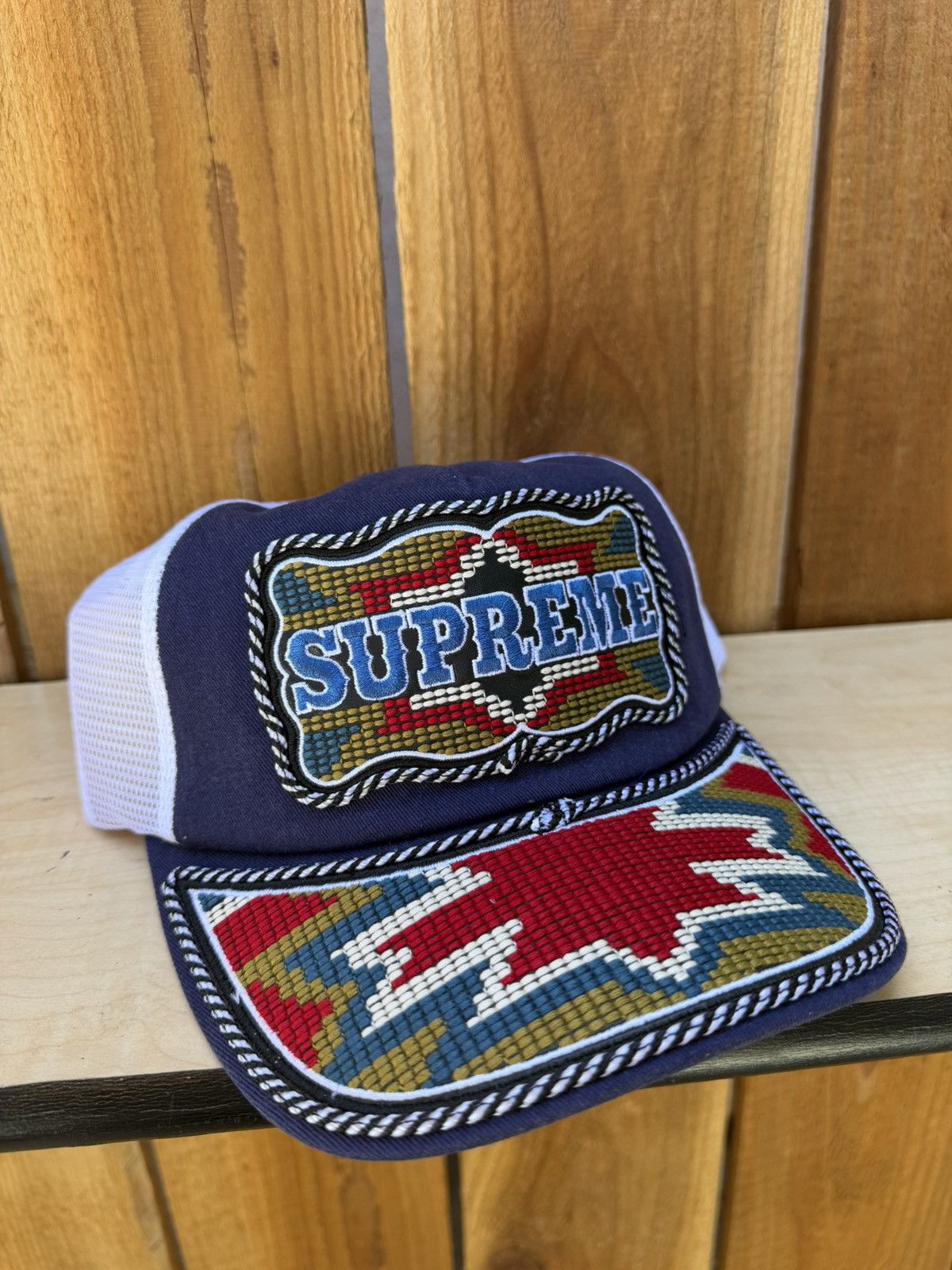 Kaws × Supreme Supreme x KAWS Chalk Logo 5-Panel 'Navy' | Grailed