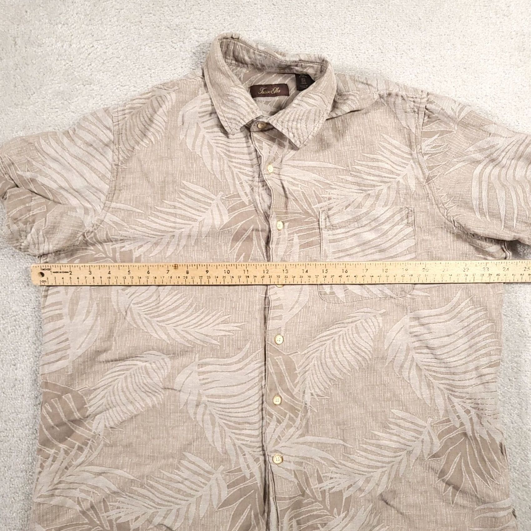 Tasso Elba Tasso Elba Shirt Mens XL Beige Palm Leaf Hawaiian Silk Linen Blend Button Up Size US XL / EU 56 / 4 - 6 Thumbnail